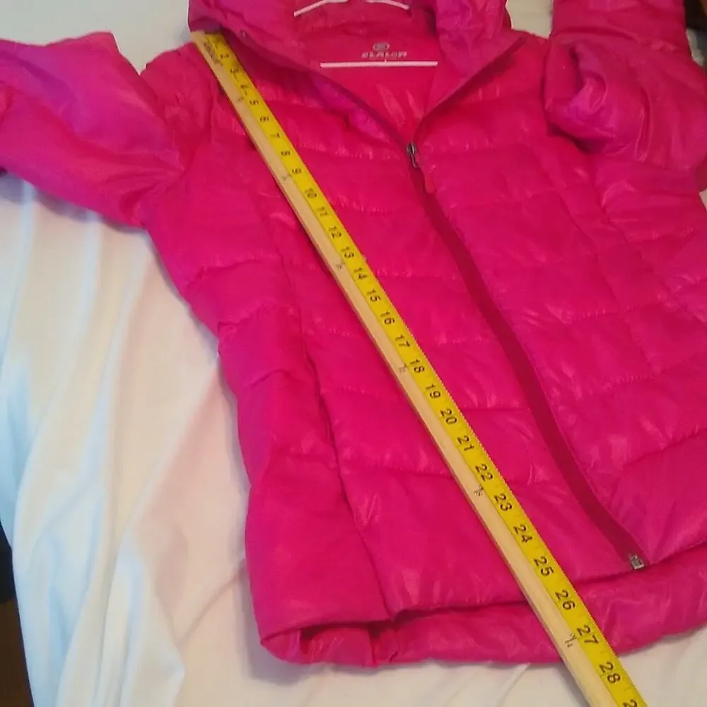Slalom girls Size Large pink puffer hoodie jacket. Warm Barbie